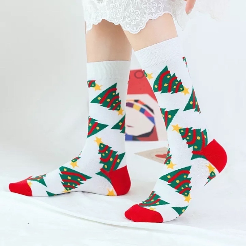 Women 5 Pairs EU36-40 High Quality Cotton christmas design holiday Socks